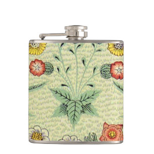 William Morris Daisy Floral Wallpaper Pattern Hip Flask