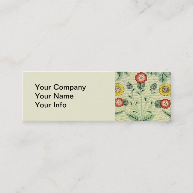 William Morris Daisy Floral Wallpaper Pattern Mini Business Card (Front)