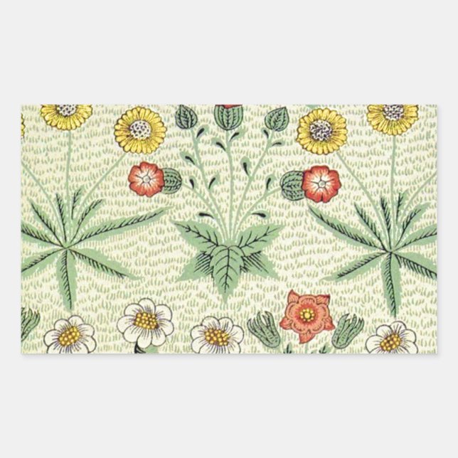 William Morris Daisy Floral Wallpaper Pattern Rectangular Sticker (Front)