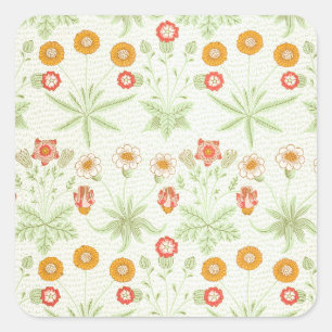 William Morris Daisy Vintage Botanical Pattern Square Sticker