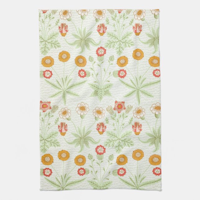 William Morris Daisy Vintage Botanical Pattern Tea Towel (Vertical)