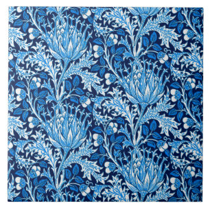 William Morris Damask, Navy & White Tile