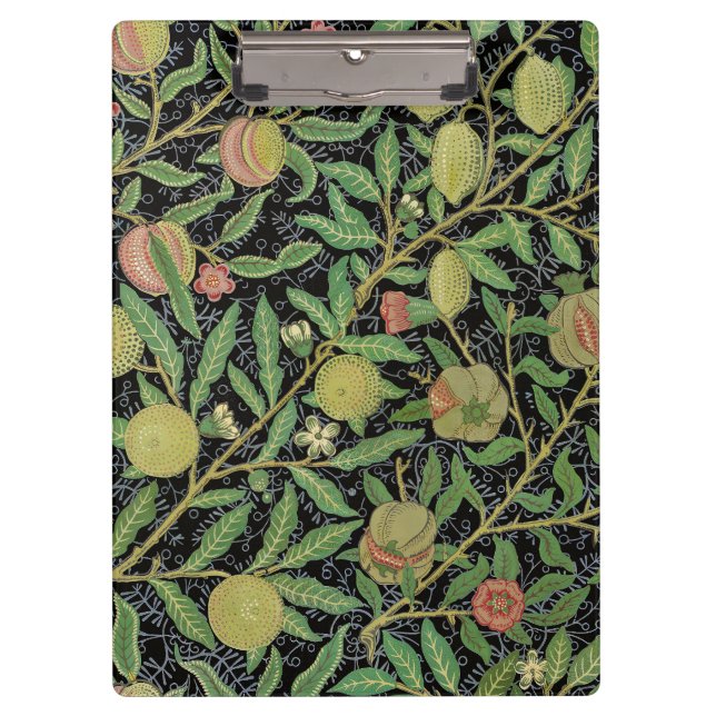 William Morris Dark Pomegranate Fruit Pattern Clipboard (Front)