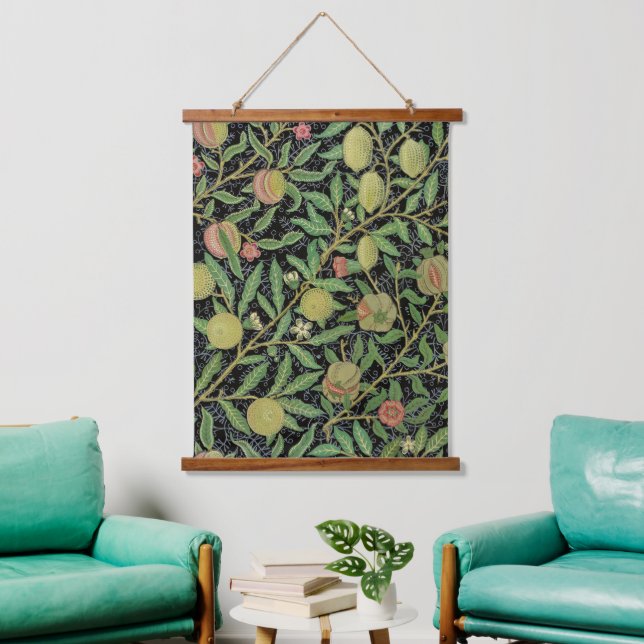William Morris Dark Pomegranate Fruit Pattern Hanging Tapestry (Living Room)