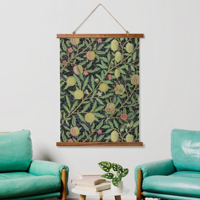 William Morris Dark Pomegranate Fruit Pattern Hanging Tapestry (Living Room)