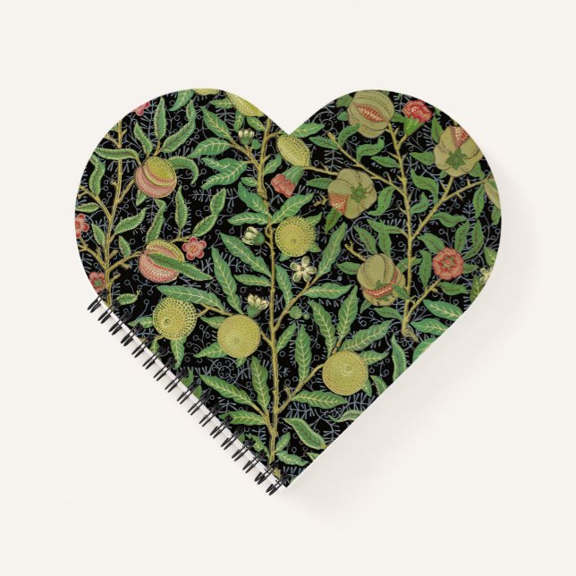 William Morris Dark Pomegranate Fruit Pattern Notebook (Front)