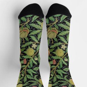 William Morris Dark Pomegranate Fruit Pattern Socks