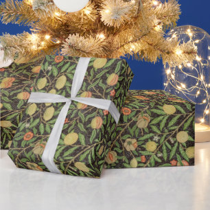 William Morris Dark Pomegranate Fruit Pattern Wrapping Paper