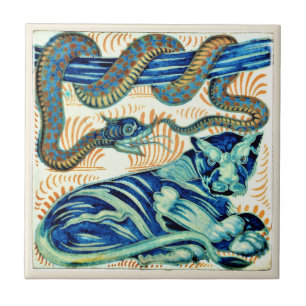 William * Morris De Morgan Snake Tiger   Ceramic Tile