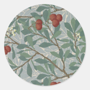 William Morris Decorative Art Arbutus Pattern Classic Round Sticker