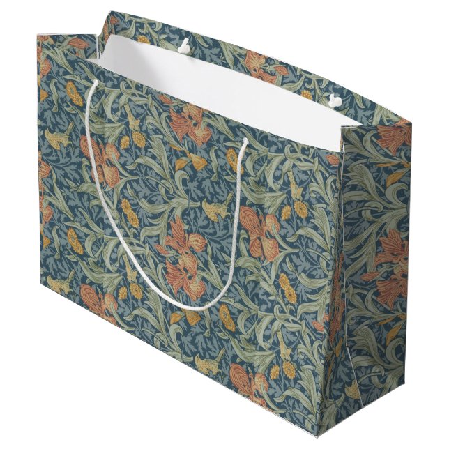 William Morris Decorative Art Iris Pattern Large Gift Bag (Back Angled)