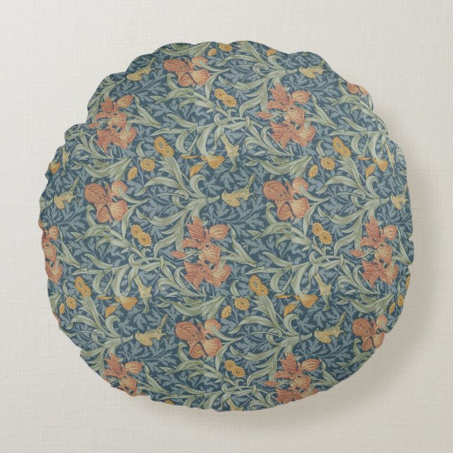 William Morris Decorative Art Iris Pattern Round Cushion (Front)