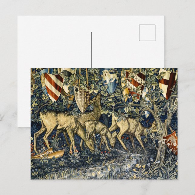 William Morris Deer and Shields in Verdant Realm Postcard (Front/Back)