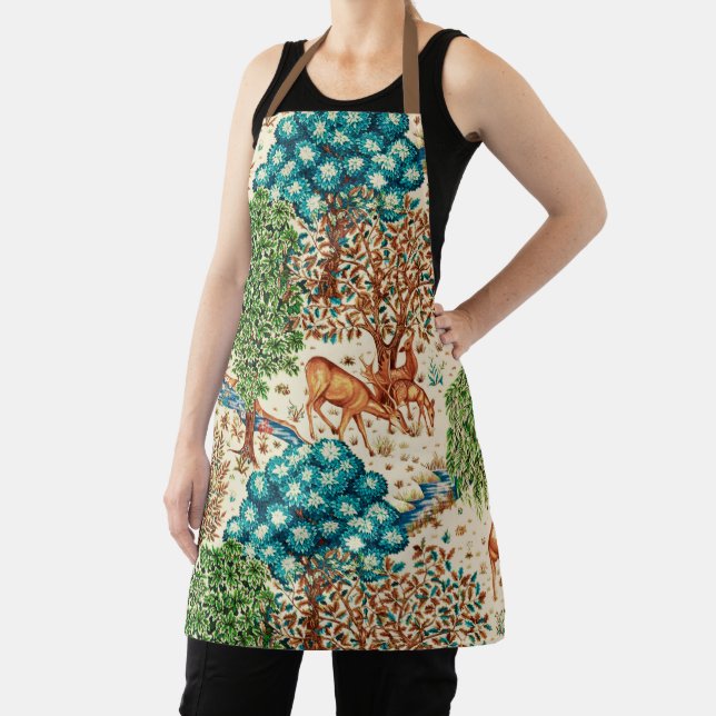 William Morris Deer by a Brook Tapestry Beige  Apron (Insitu)