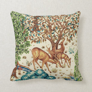 William Morris Deer by a Brook Tapestry Beige Cushion
