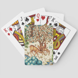 William Morris Deer by a Brook Tapestry Beige  Playing Cards