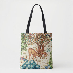 William Morris Deer by a Brook Tapestry Beige Tote Bag