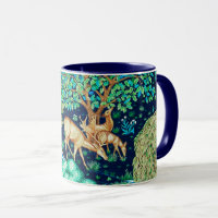 William Morris Deer by a Brook Tapestry Indigo