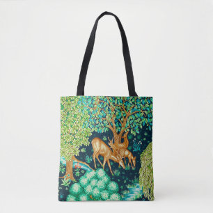 William Morris Deer by a Brook Tapestry Print Tote Bag
