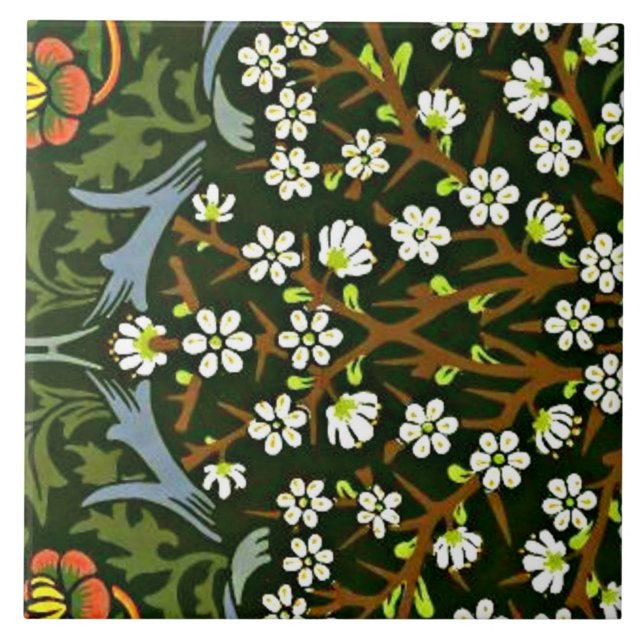 William Morris Design, Blackthorn, Ceramic Tile (Front)