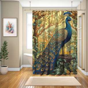William Morris Design, Peacock In The Forest  Shower Curtain