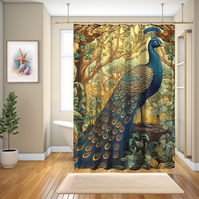 William Morris Design, Peacock In The Forest  Shower Curtain (Creator Uploaded)