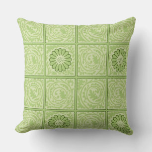 William Morris Diaper Green Tile Pattern Cushion