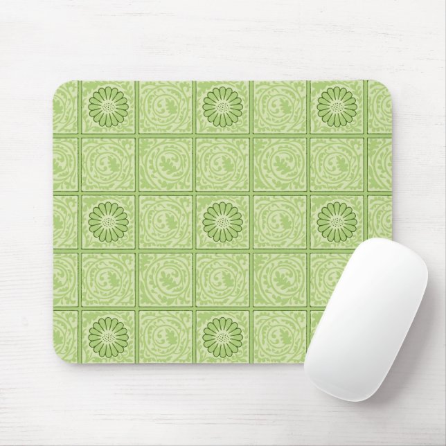 William Morris Diaper Green Tile Pattern Mouse Pad (With Mouse)