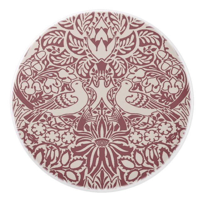 William Morris' Dove and Rose Ceramic Knob (Front)