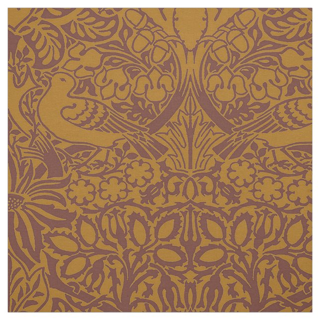 William Morris' Dove and Rose, Dark Ambers Fabric (Swatch)