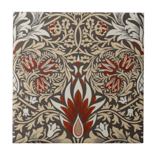 William Morris Earthy Brown Floral Wallpaper Ceramic Tile