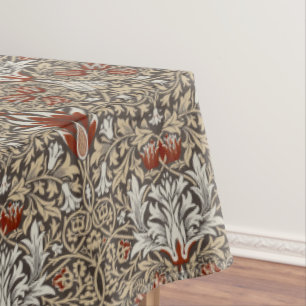 William Morris Earthy Brown Floral Wallpaper Tablecloth