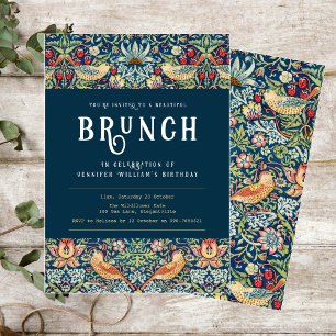 William Morris elegant blue Brunch invitation