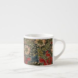William Morris Elegant Floral Pattern Red Green Espresso Cup