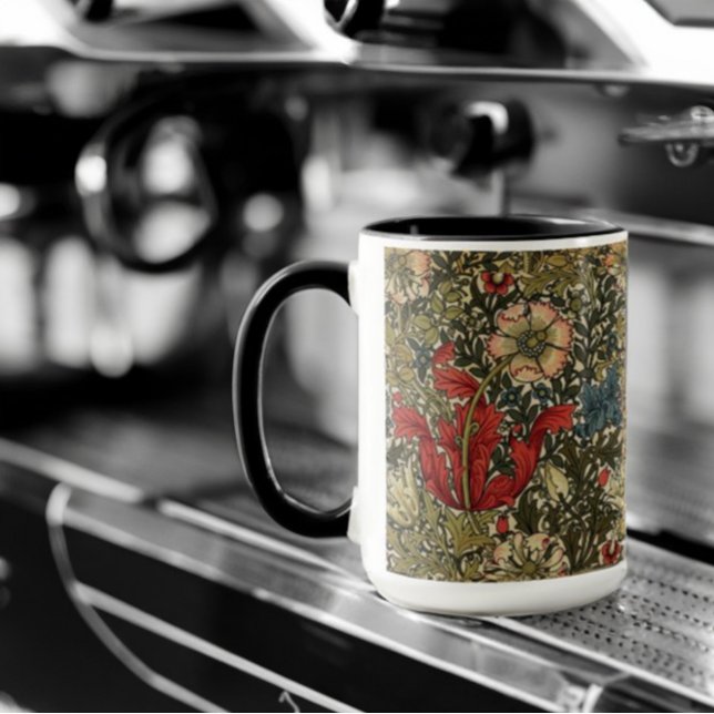 William Morris Elegant Floral Pattern Red Green  Mug (Creator Uploaded)