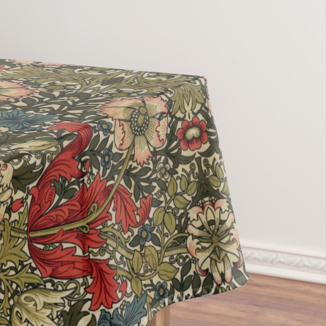 William Morris Elegant Floral Pattern Red Green  Tablecloth (In Situ)