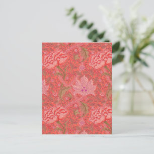 William Morris - Elegant Red & Pink Floral Postcard