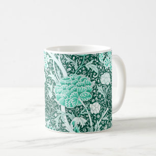 William Morris Emerald Green Floral Pattern Coffee Mug