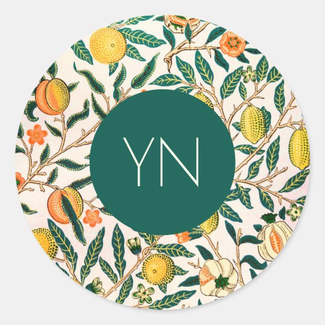 WILLIAM MORRIS ENVELOPE SEAL "YELLOW POMEGRANATES" (Front)