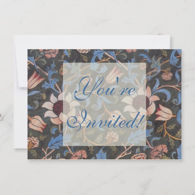 William Morris Evenlode Pattern: Vintage Moody Invitation (Front)