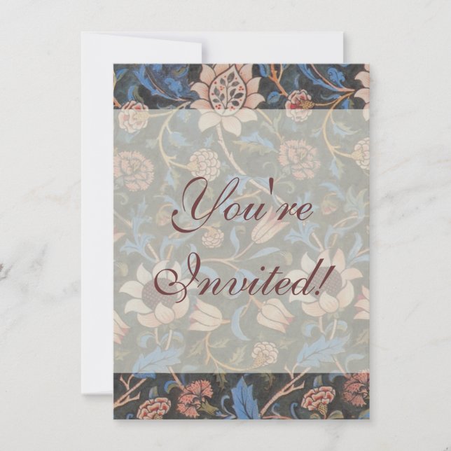 William Morris Evenlode Pattern: Vintage Moody Invitation (Front)