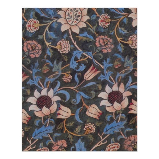 William Morris Evenlode Pattern: Vintage Moody Poster (Front)