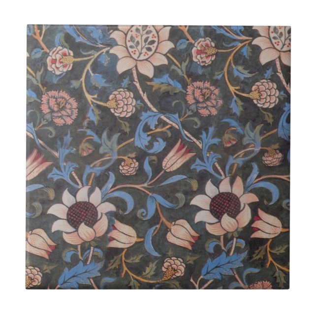 William Morris Evenlode Textile Floral Art Ceramic Tile (Front)