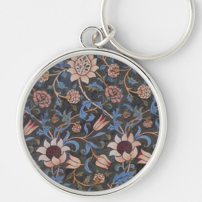 William Morris Evenlode Textile Floral Art Key Ring (Front)