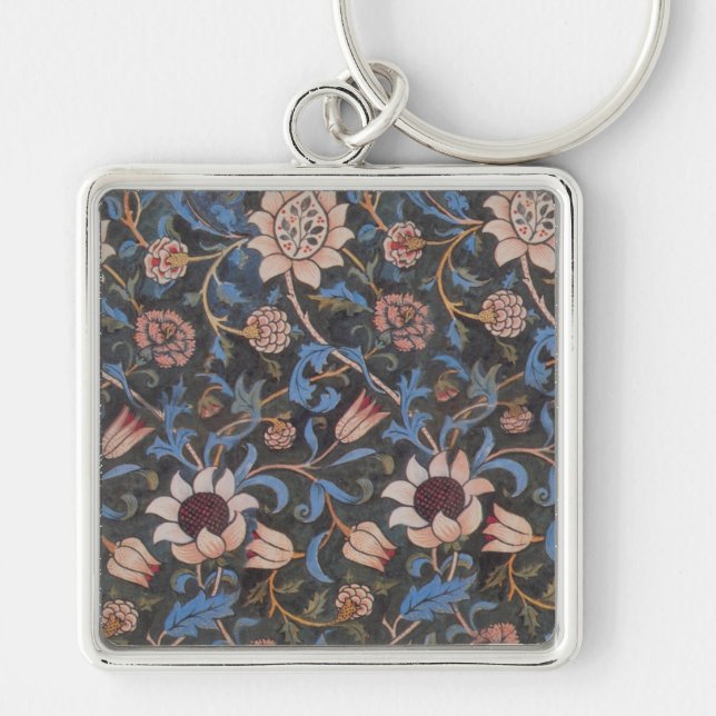 William Morris Evenlode Textile Floral Art Key Ring (Front)