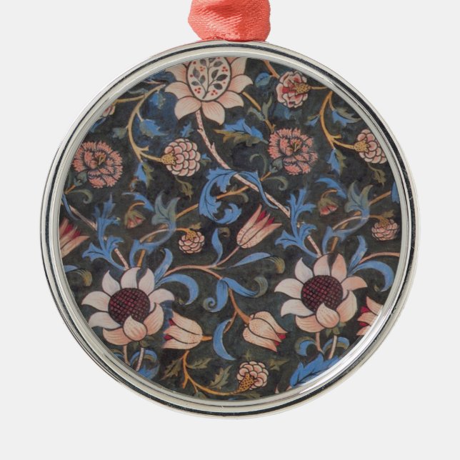 William Morris Evenlode Textile Floral Art Metal Ornament (Front)