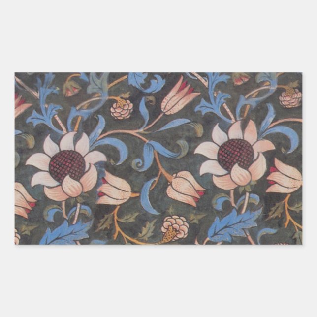 William Morris Evenlode Textile Floral Art Rectangular Sticker (Front)