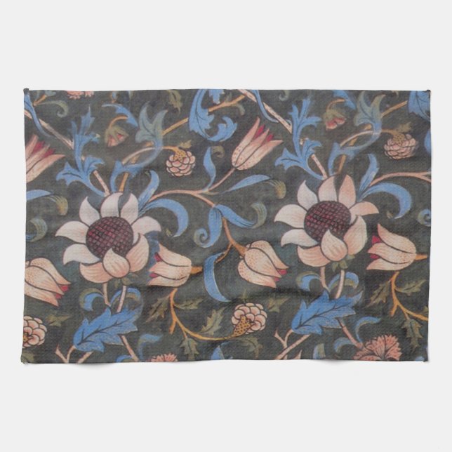 William Morris Evenlode Textile Floral Art Tea Towel (Horizontal)