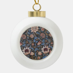 William Morris Evenlode Textile Pattern Ceramic Ball Christmas Ornament