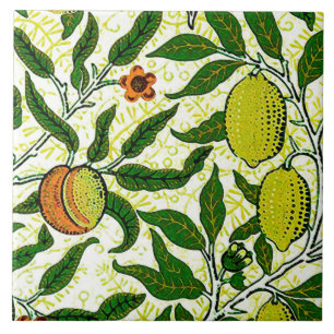 William Morris Exotic Fruit, Lemon Yellow Ceramic Tile